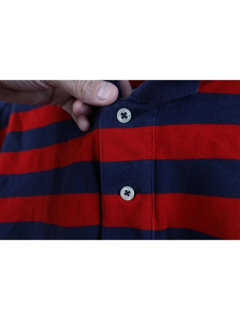 Vintage 90s Ralph Lauren Mens 2XL Distressed Striped Color Block Golf Polo Shirt